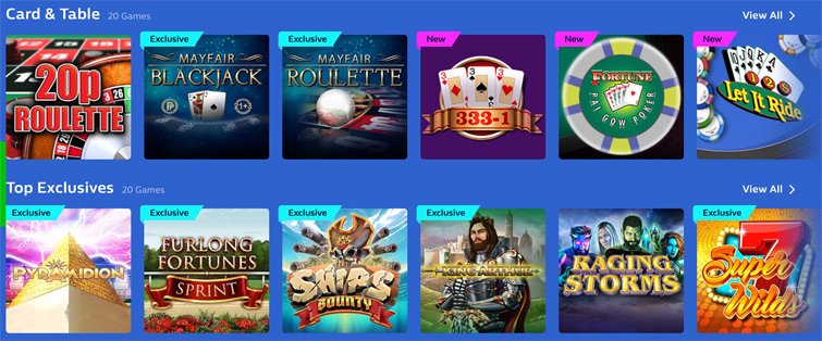 Vegas-osion eksklusiivisia pelejä