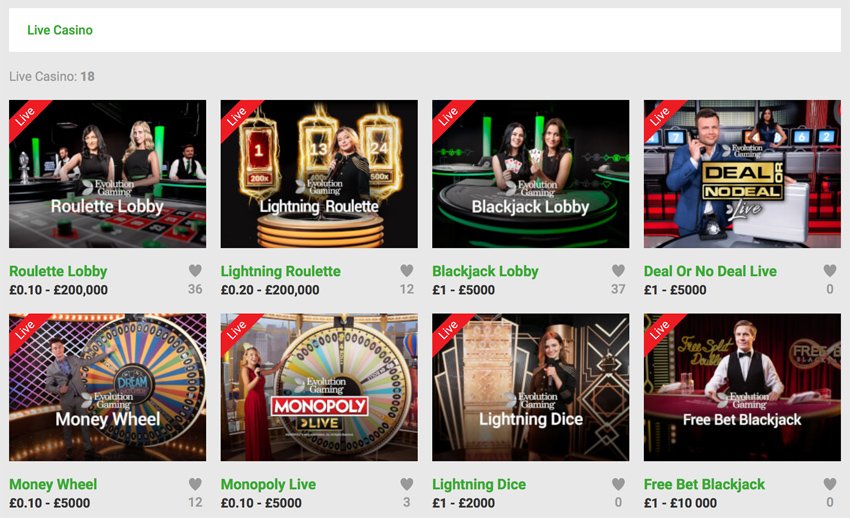 Betsson live casino games