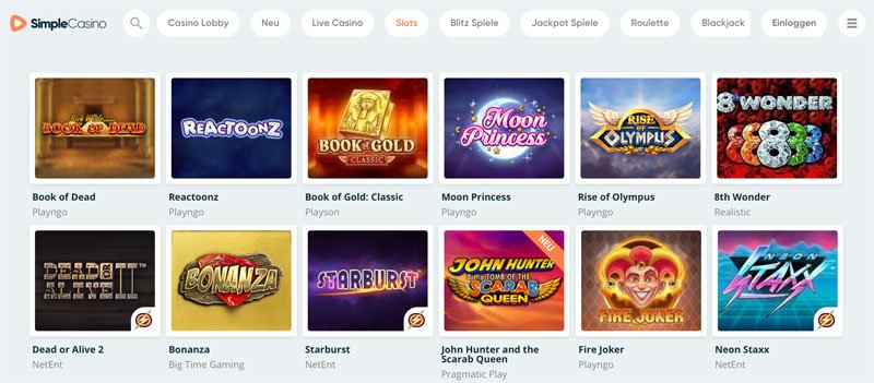 Der beliebtesten Slots und Kategorien