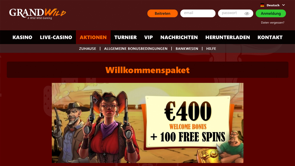 GrandWild Willkommenspaket