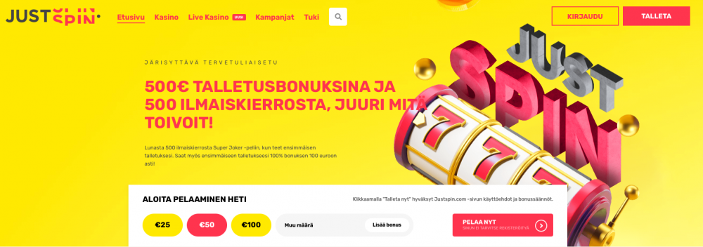 Justspinin tervetulobonus helmikuussa 2023