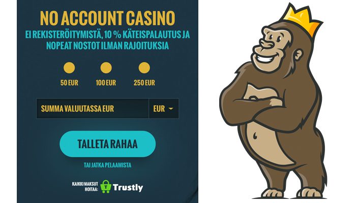 No Account Casinon käteispalautus