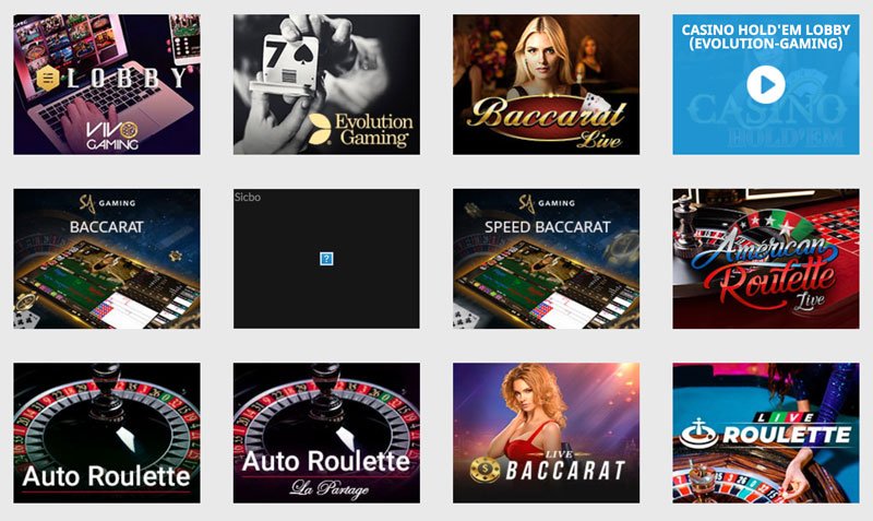 Live-Tische von verschiedenen Spieleherstellern