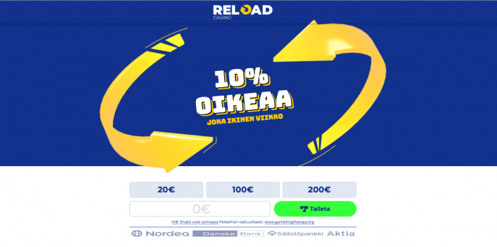Reload Casinon käteispalautus