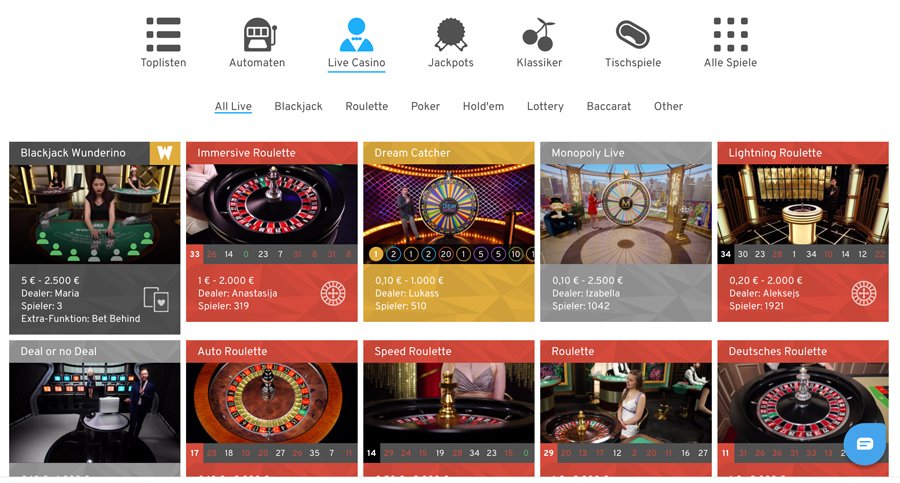 Live Casino Spiele